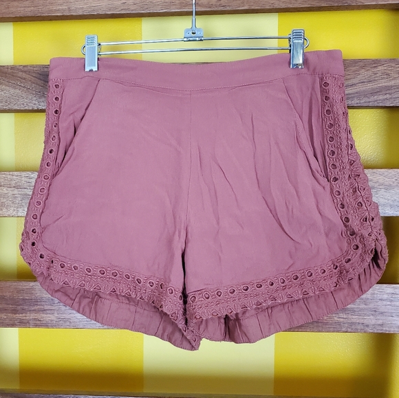 Anthropologie Pants - Marrakech (Anthro) Dusty Mauve Eyelet Shorts, Sz M